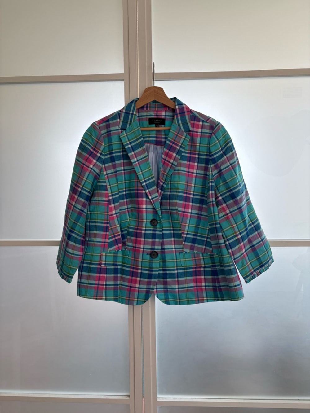 Talbots summer madras plaid blazer